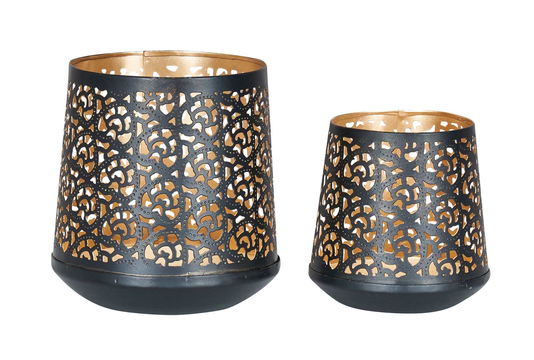 Teelichthalter H14 Gold Metall Kerzenhalter Set Windlicht Design 2er cm Schwarz
