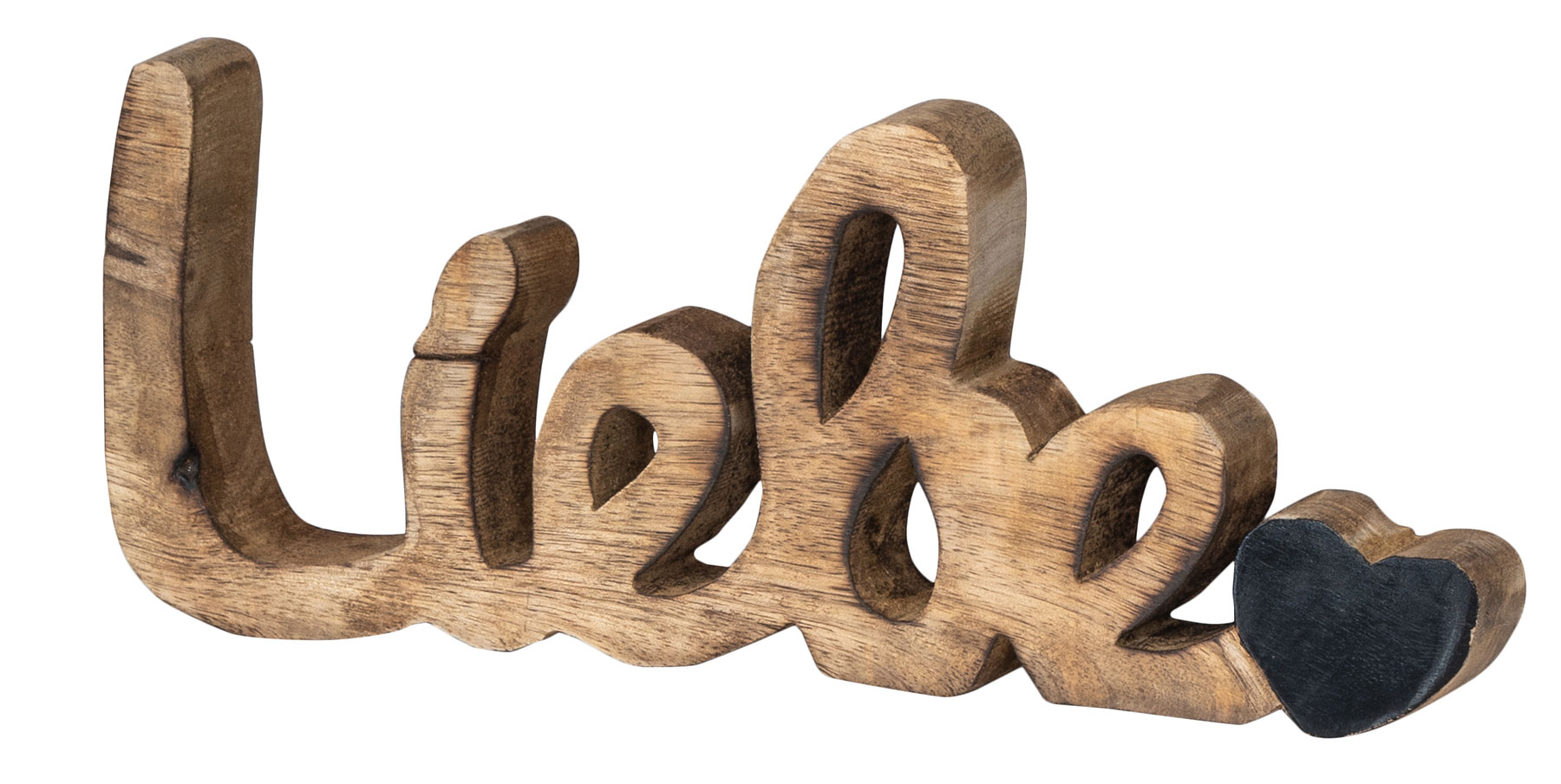 Schriftzug Liebe L26cm Mango Natur Holz Buchstaben Tischdeko Schwarz Love Deko