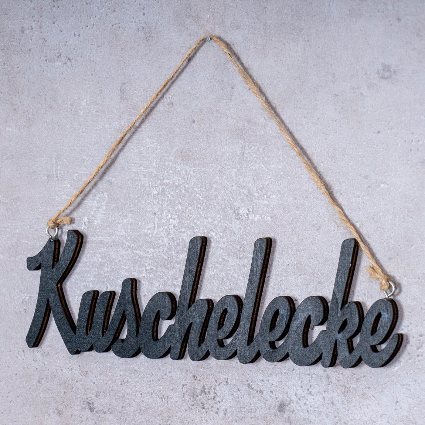Schriftzug Kuschelecke L22cm Schwarz Türschild Hängerchen Wanddeko Holz Deko