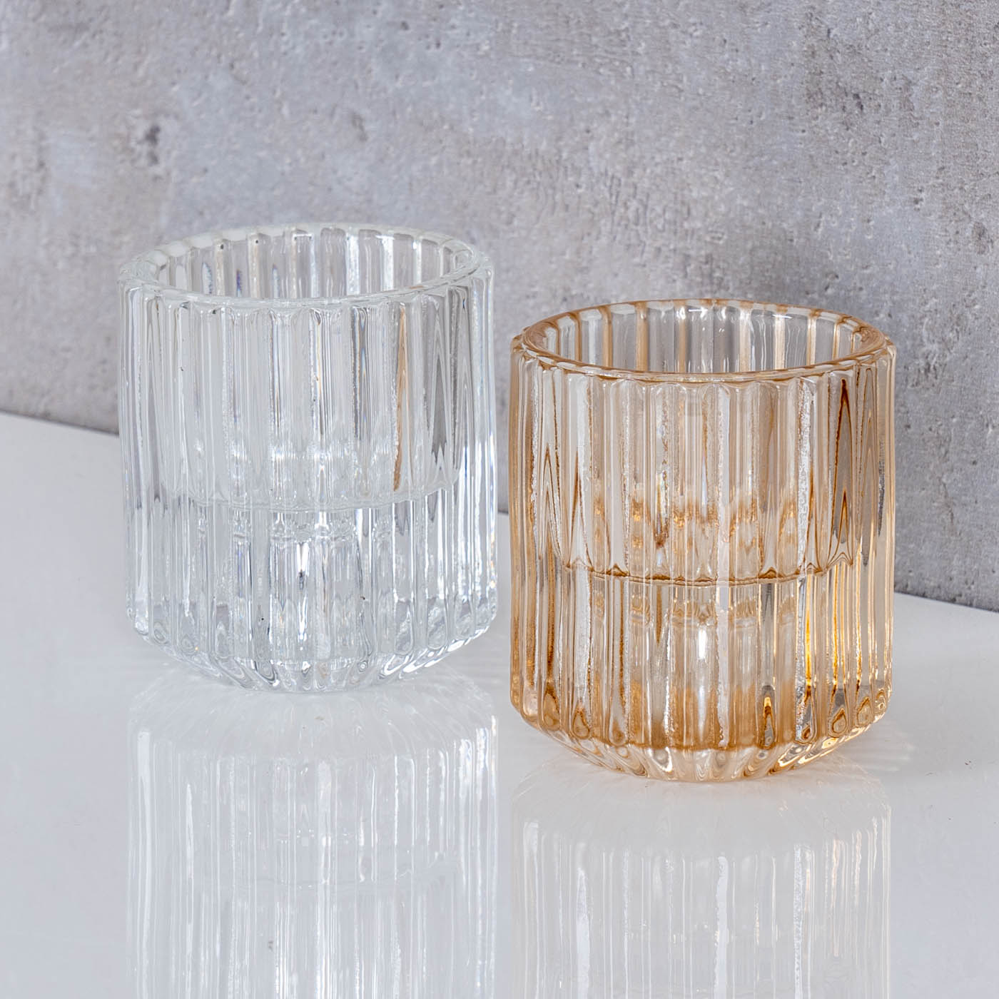 Kerzenständer Glas Kerzenhalter Transparent 2er 2in1 Set Tischdeko Stabkerzen