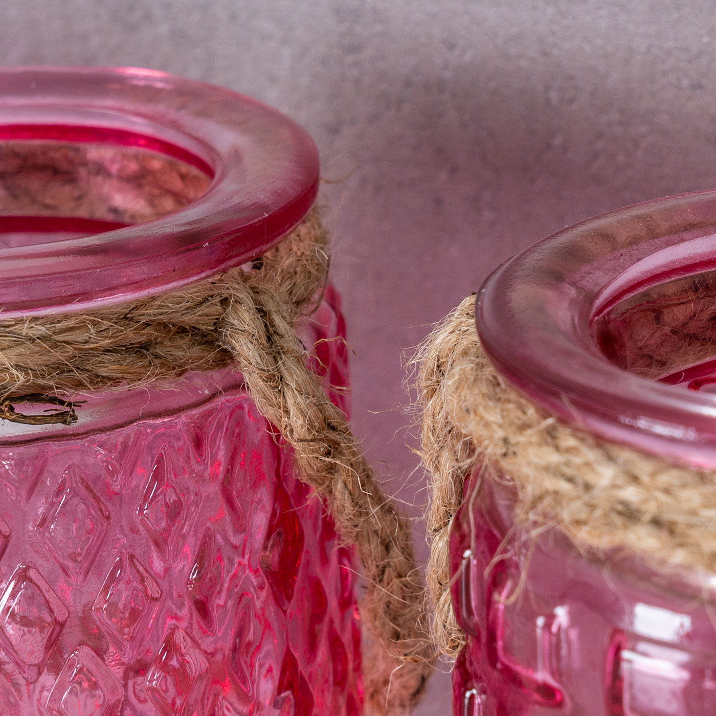 Set Windlicht Teelichthalter Rosa H10cm 4er Glas Tischdeko Kerzen Pink Retro