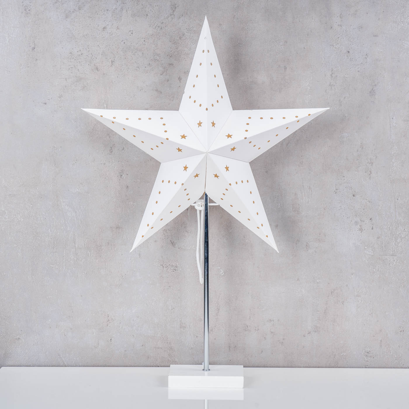 LED Stern Weiß H60cm mit Standfuß Weihnachtsdeko Leuchtstern Tischdeko Weihnachten
