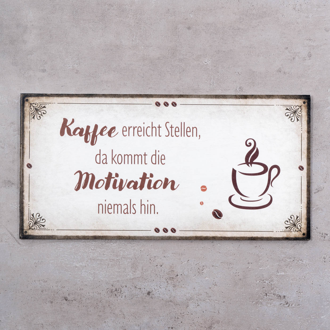 Wandbild 40x20cm Küche Spruch Bild Schild Kaffee Wanddeko Wandschild Motivation