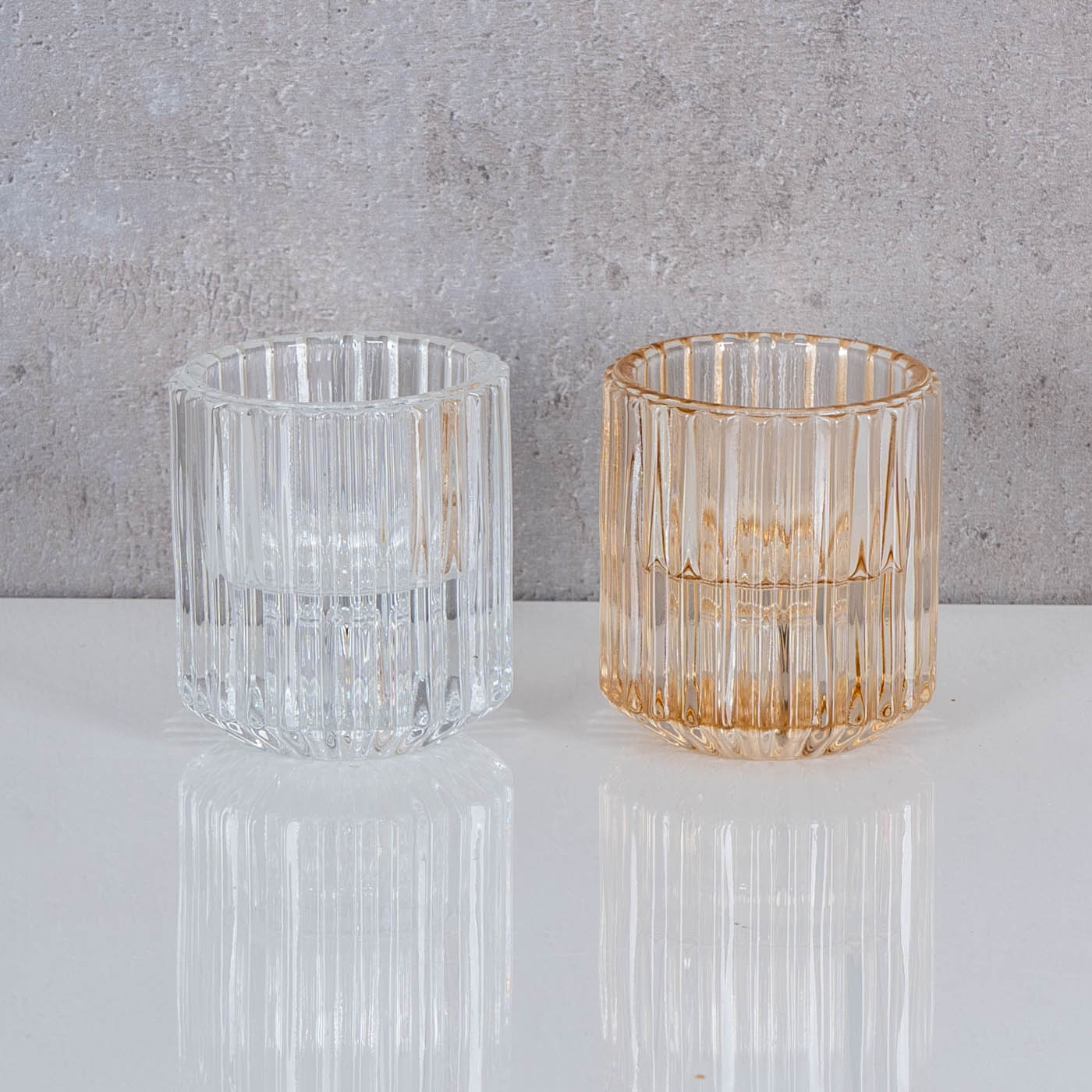2er Set Glas Kerzenhalter 2in1 Transparent Stabkerzen Tischdeko Kerzenständer