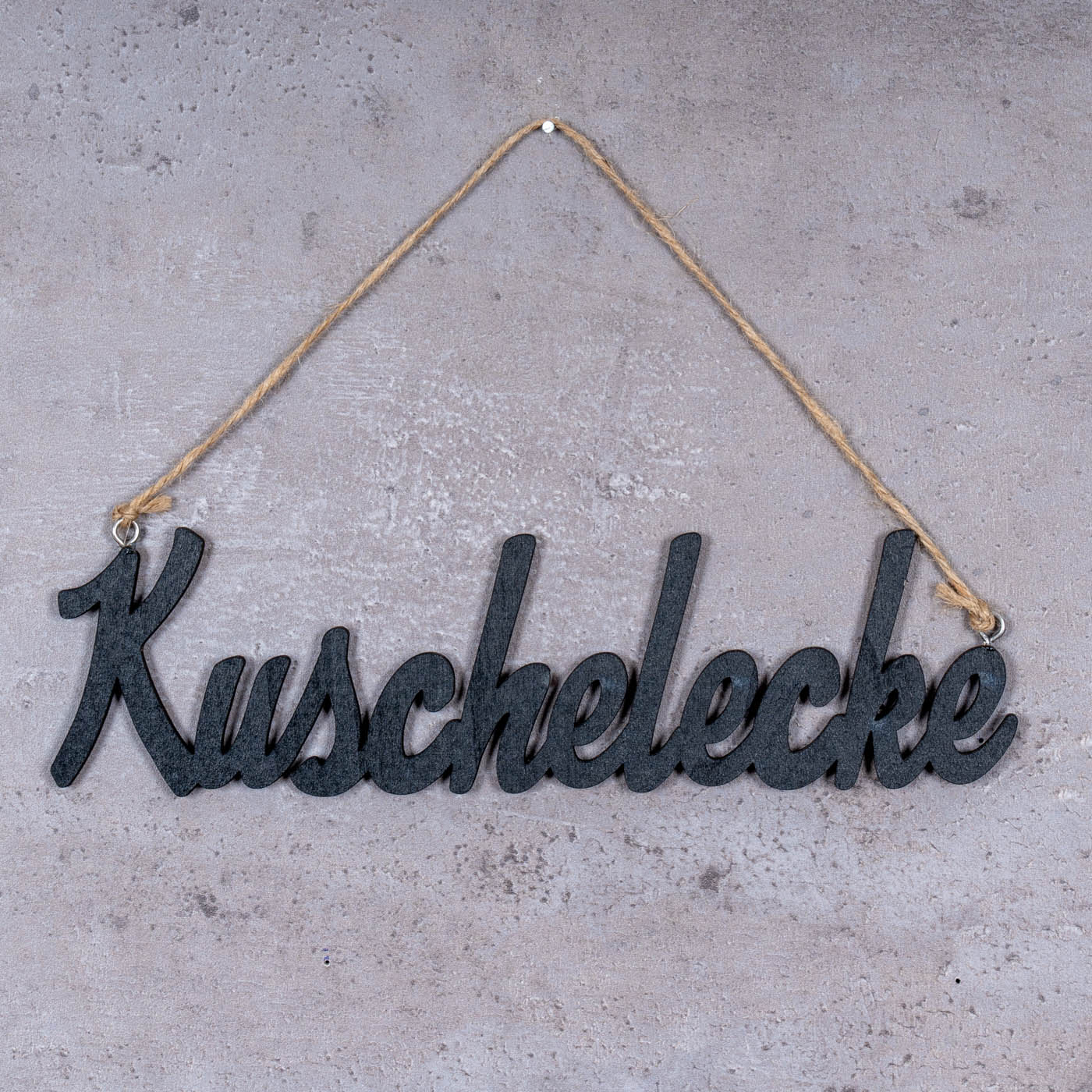 Kuschelecke Deko Türschild Wanddeko Schwarz Hängerchen L22cm Holz Schriftzug
