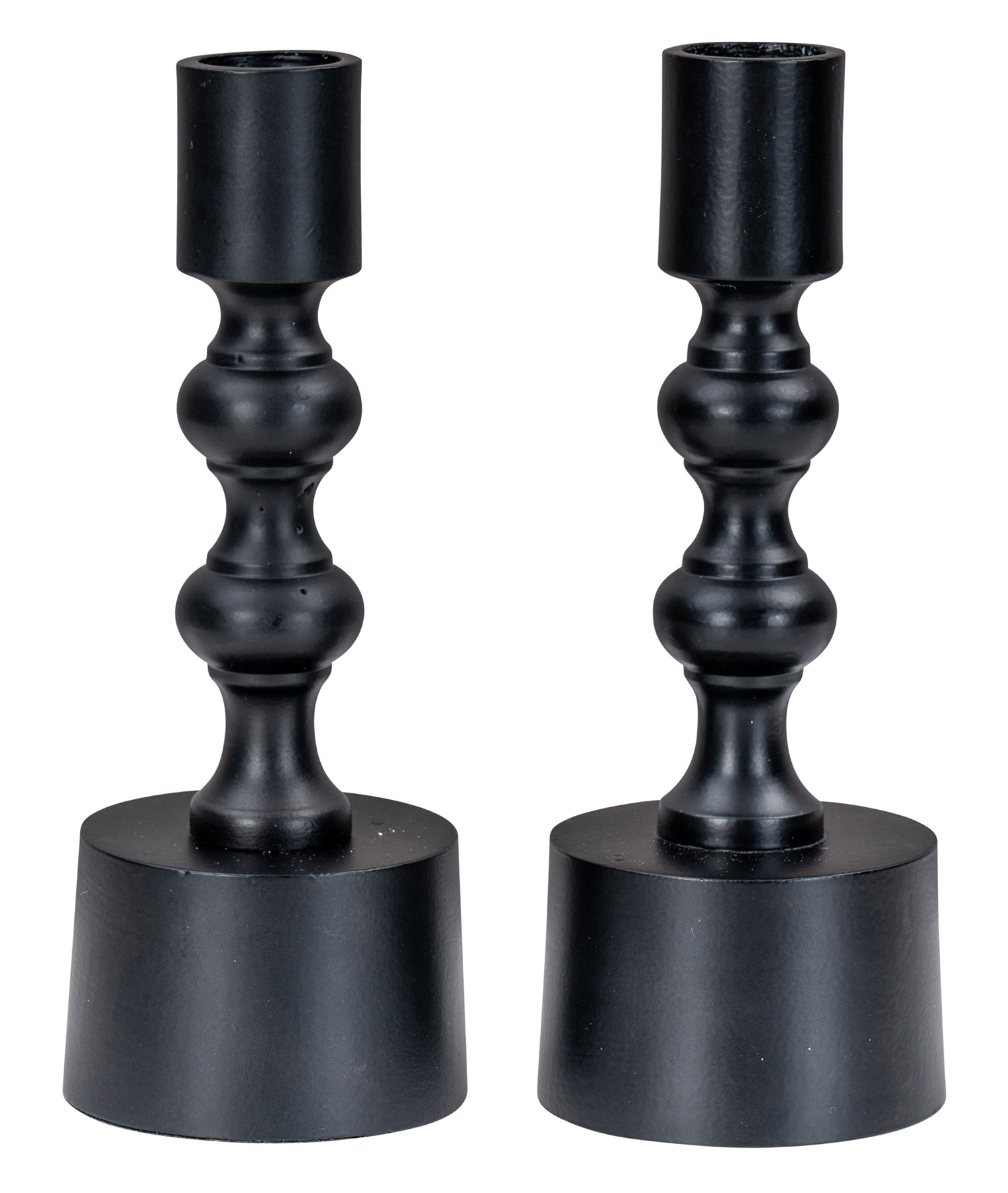 2er Set Kerzenhalter Schwarz Tischdeko Kerzenständer Stabkerzen H17cm Metall