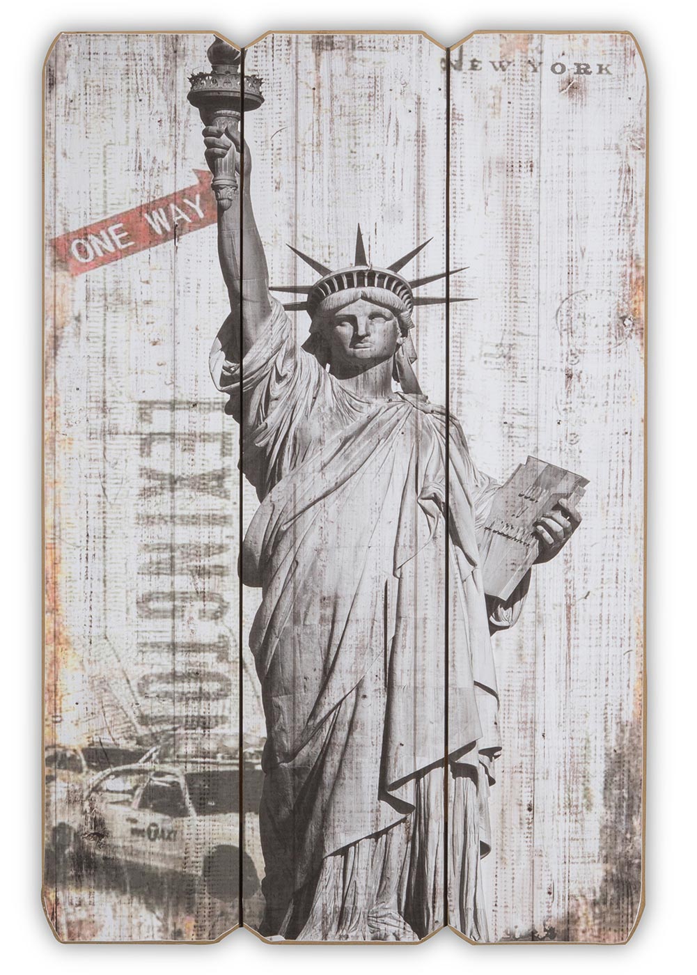 Wandbild aus Holz Freiheitsstatue New Wandschild York Holzbild USA