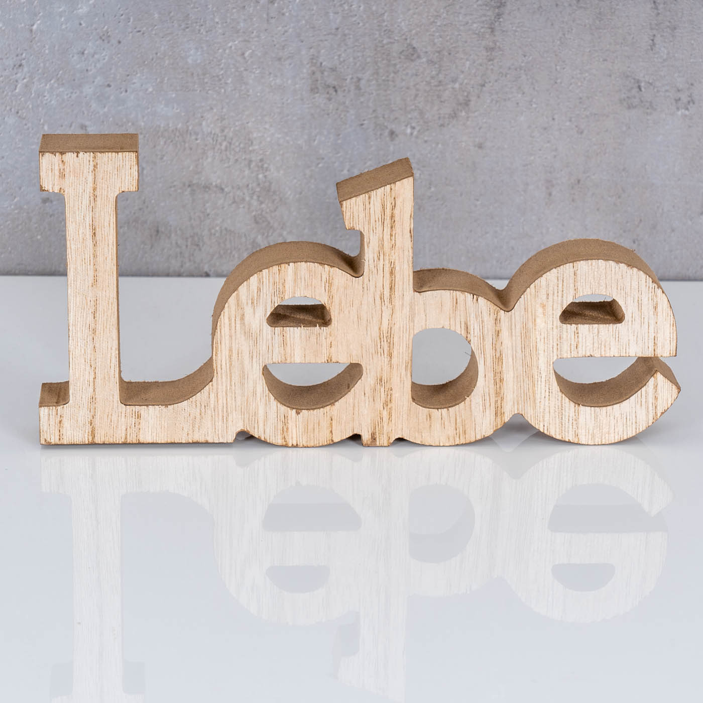 Tischdeko Liebe Aufsteller Lache 3er Braun Set Schriftzug Holz Deko Lebe