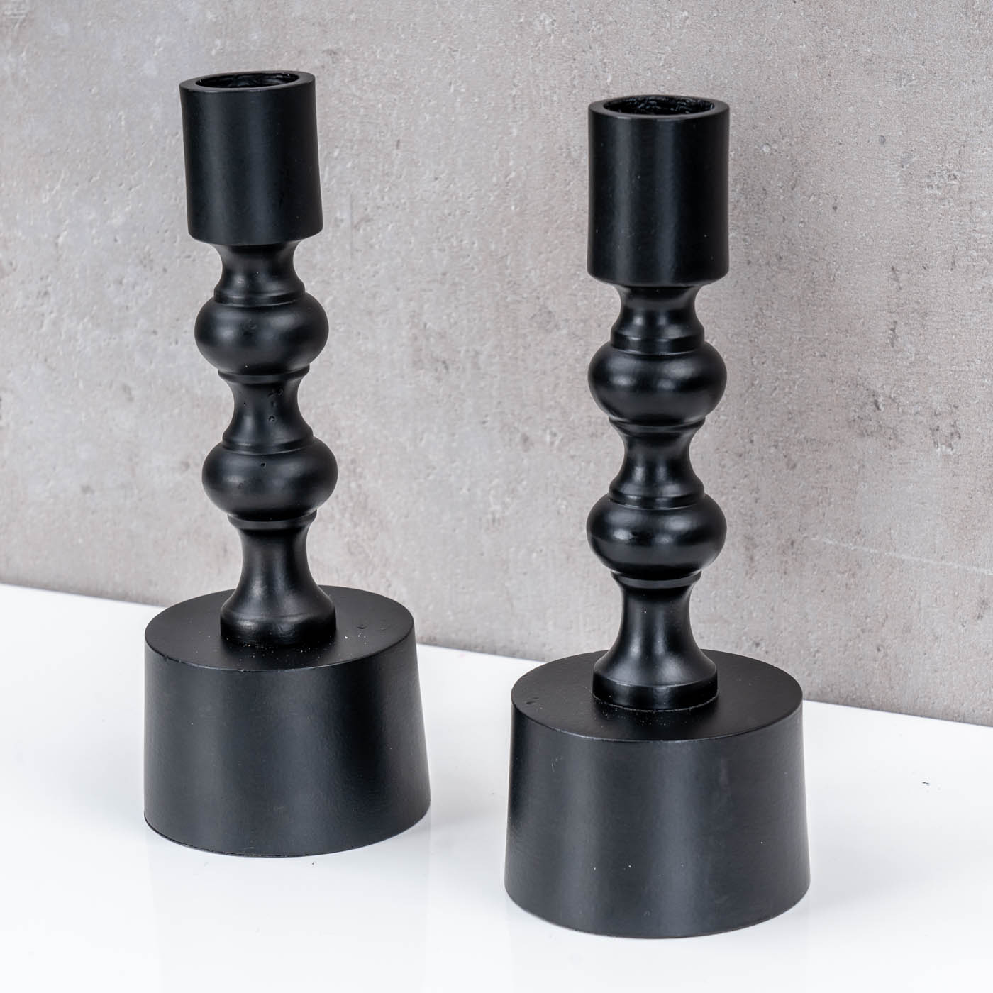 2er Tischdeko Metall Stabkerzen H17cm Schwarz Set Kerzenhalter Kerzenständer