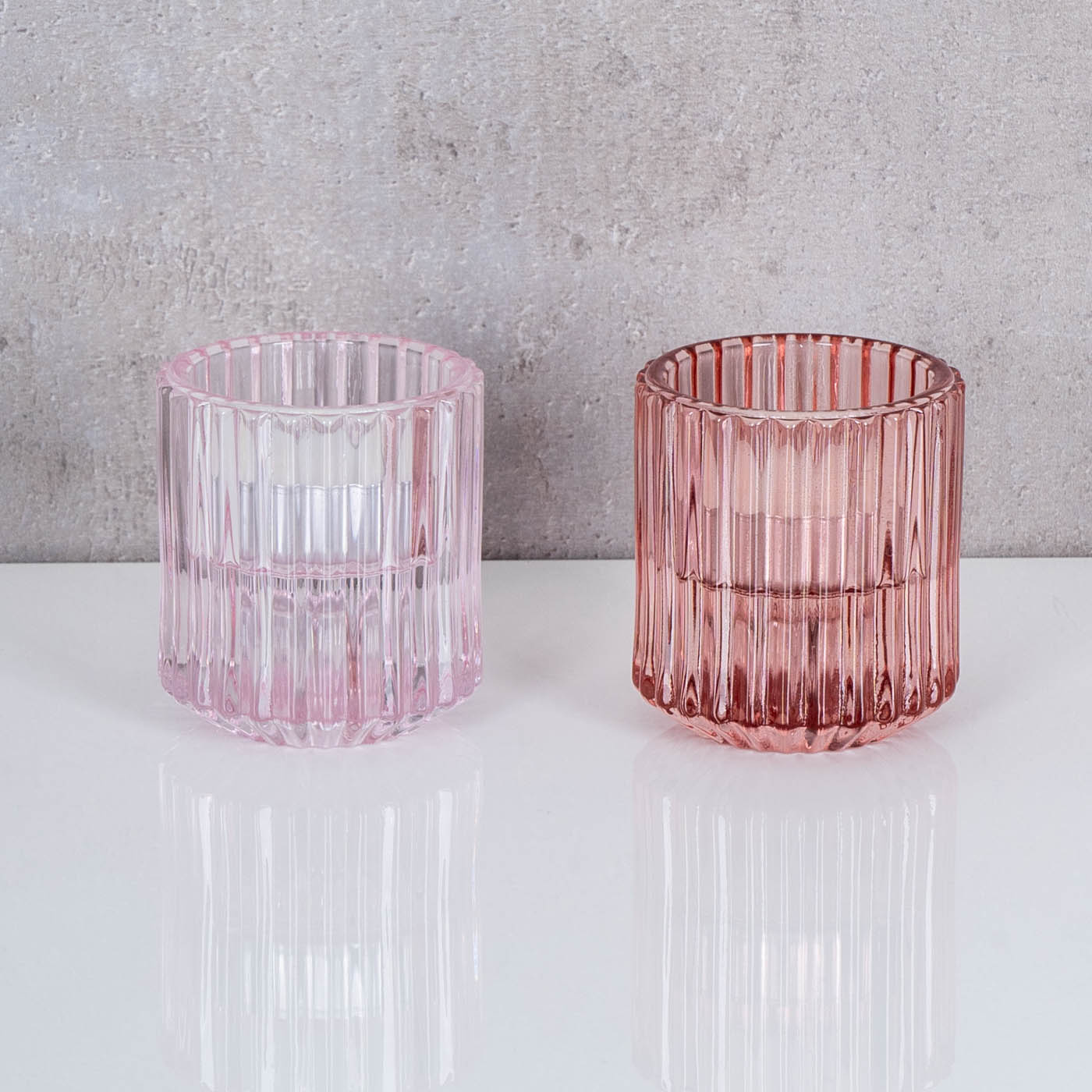 2er für Pink Kerzenständer Tischdeko 2in1 Glas Kerzenhalter Set Rosa Stabkerzen